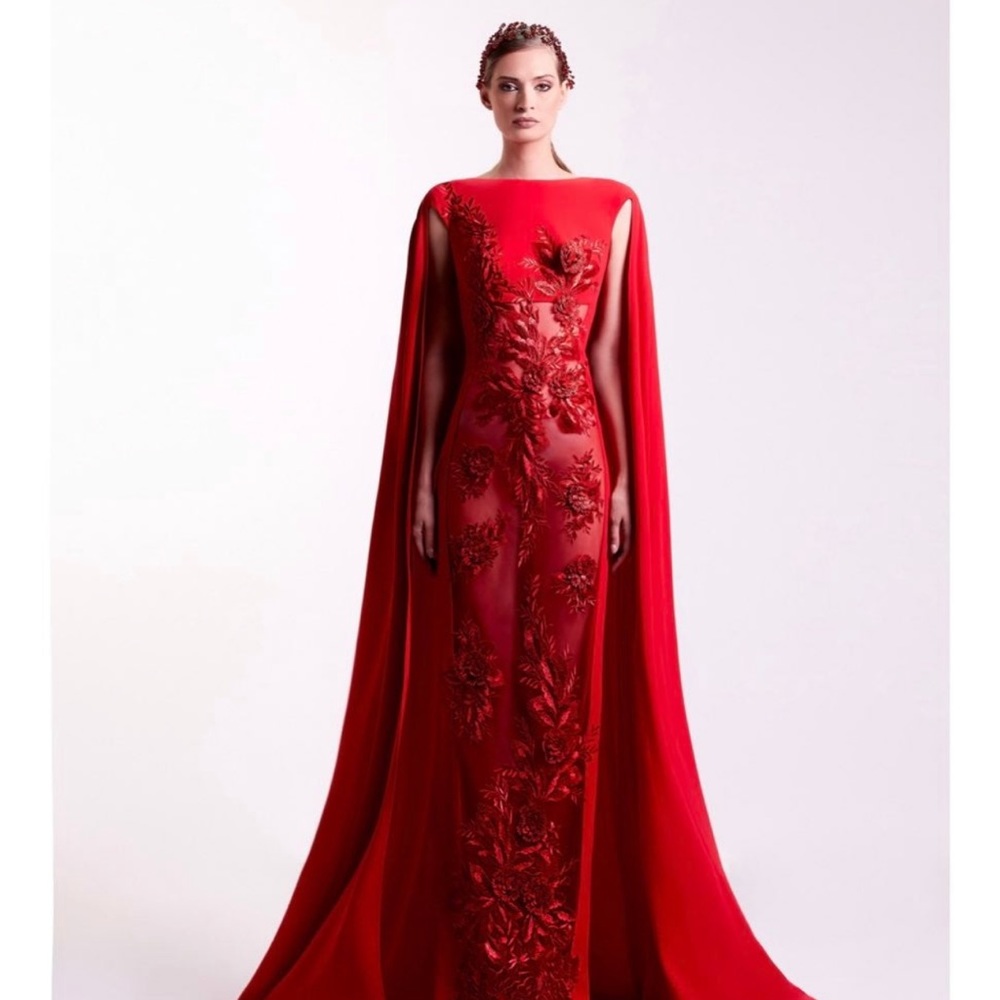 Gorgeous long red lace gown